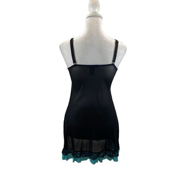 Per Lei Brand black and Turquoise Teddy Nightgown Size Small - Picture 7 of 11